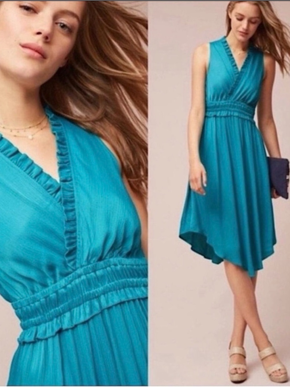 Anthropologie Maeve La Habana Dress Turquoise size M